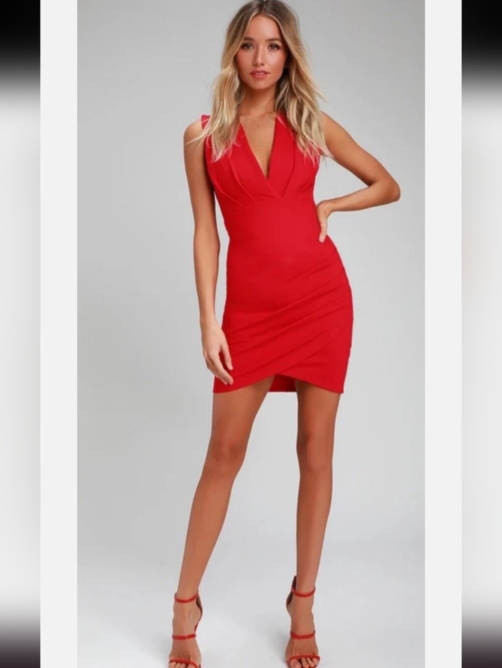 Lulus - NWT - Red Wrap Bodycon Cocktail Dress